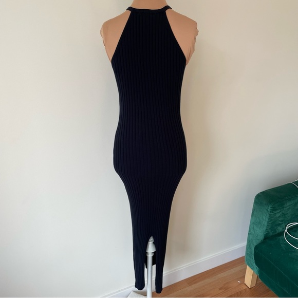 Autumn Cashmere Black Cotton Rib Knit Halter Midi Dress EUC Size Small - Picture 5 of 9